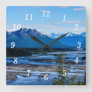 Denali Mountain Range Square Wall Clock