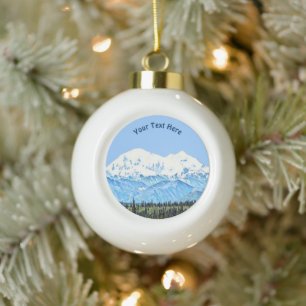 Denali (Mt. McKinley) Ceramic Ball Christmas Ornament