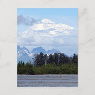 Denali, Mt McKinley, from river, Alaska, USA 1 Postcard