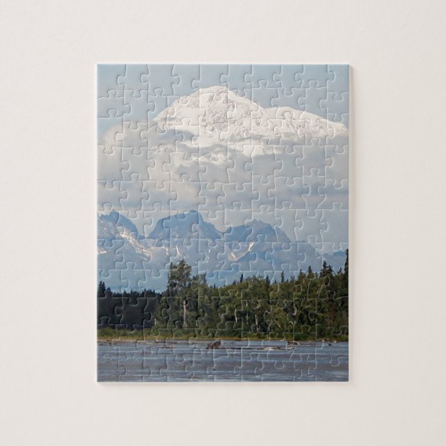 Denali, Mt McKinley, from river, Alaska, USA 3 Jigsaw Puzzle (Vertical)