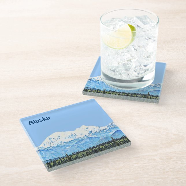 Denali (Mt. McKinley) Glass Coaster (Angled)