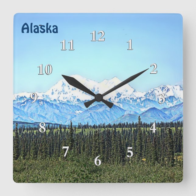 Denali (Mt. McKinley) Square Wall Clock (Front)