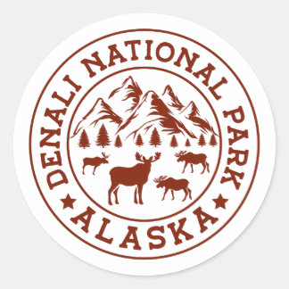 Denali National Park Alaska Family Trip 2024  Classic Round Sticker