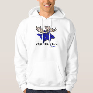 Denali National Park Alaska flag elk guys hoodie