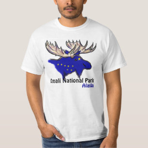Denali National Park Alaska flag elk value tee