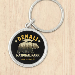Denali National Park Alaska Forest Landscape Key Ring