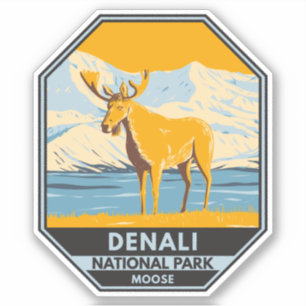 Denali National Park Alaska Moose Vintage