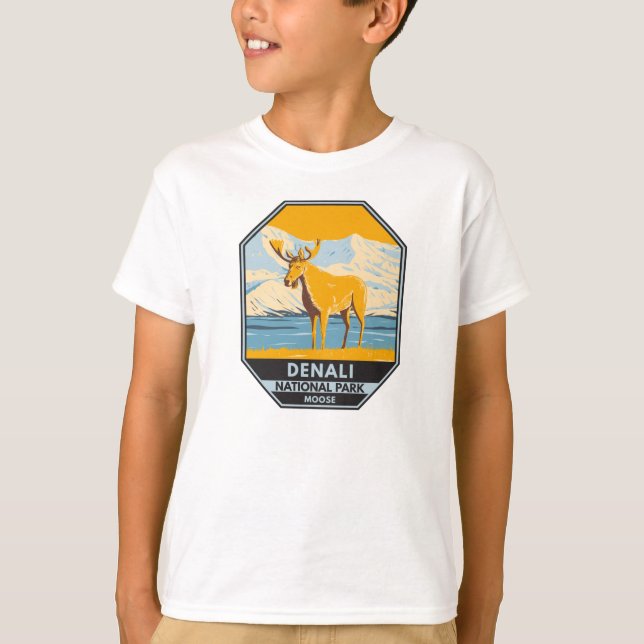 Denali National Park Alaska Moose Vintage T-Shirt (Front)
