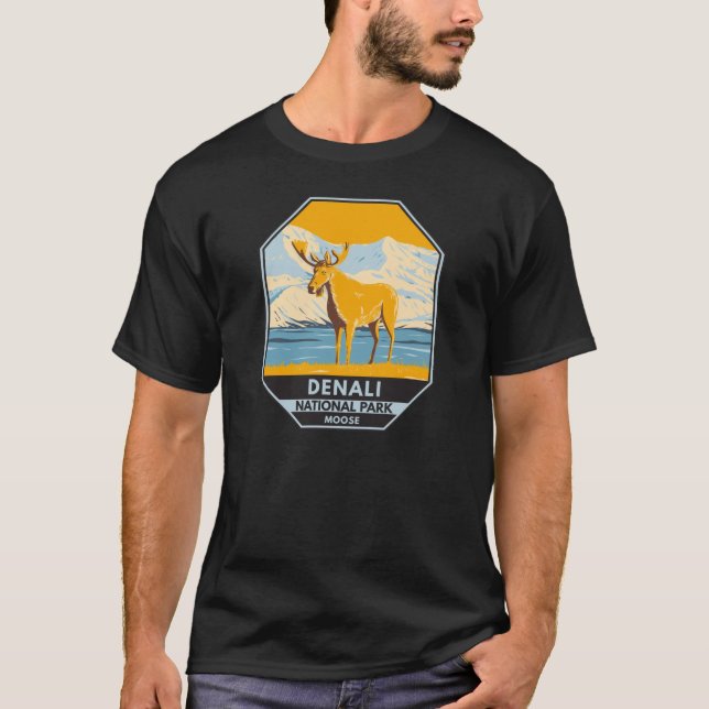Denali National Park Alaska Moose Vintage  T-Shirt (Front)