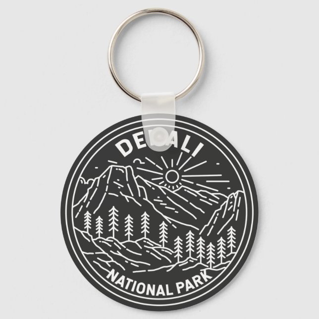 Denali National Park Alaska Mount Hunter Monoline  Key Ring (Front)