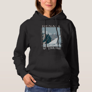 Denali National Park Alaska Mount Huntington Retro Hoodie