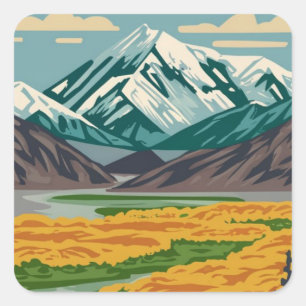 Denali National Park Alaska Mount Square Sticker