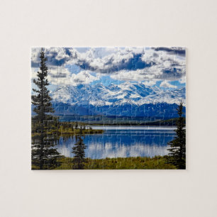 Denali National Park Alaska Sky Clouds Mountains Jigsaw Puzzle