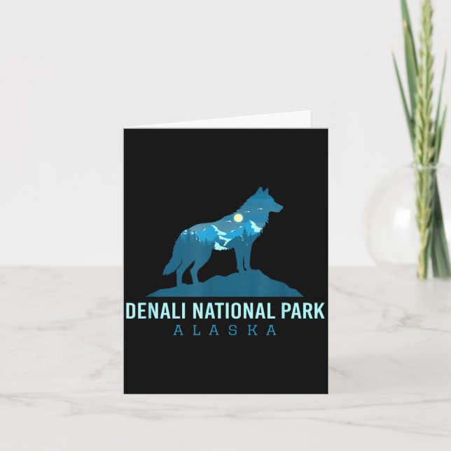 Denali national park alaska wolf mountain card (Front)