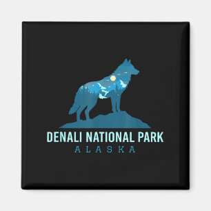 Denali national park alaska wolf mountain magnet