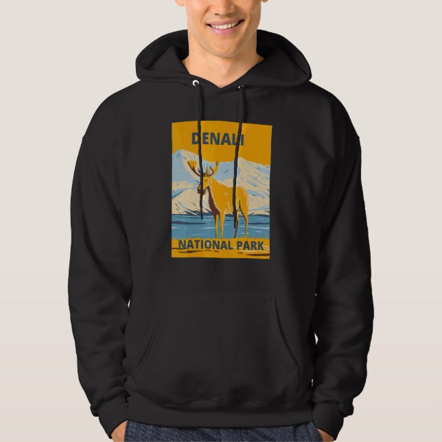 Denali National Park and Preserve Alaska Elk Souve Hoodie (Front)
