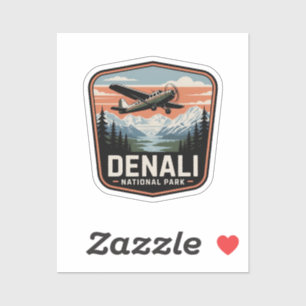 Denali National Park Bush Plane Retro Travel Badge