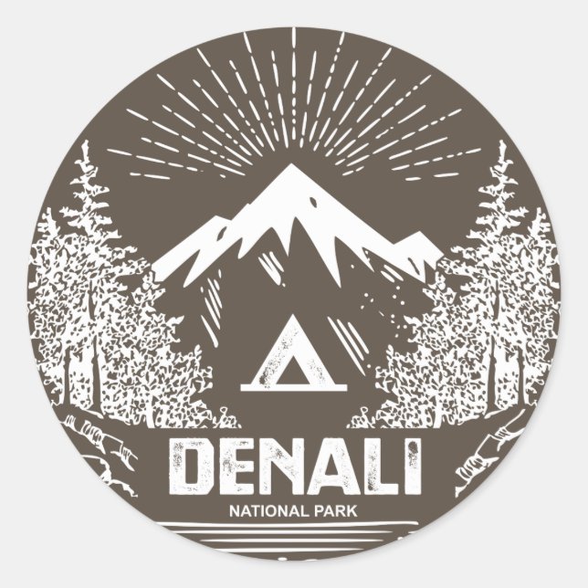 Denali National Park Classic Round Sticker (Front)