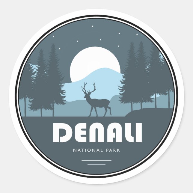 Denali National Park Deer Classic Round Sticker (Front)