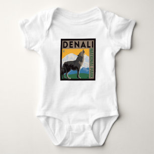 Denali National Park Howling Wolf Baby Bodysuit