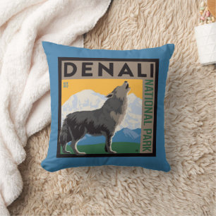 Denali National Park   Howling Wolf Cushion