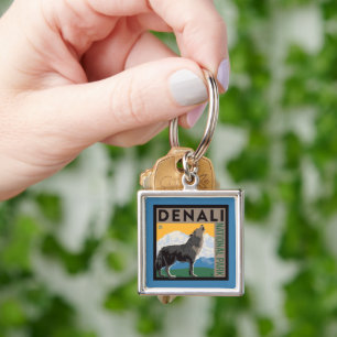 Denali National Park Howling Wolf Key Ring