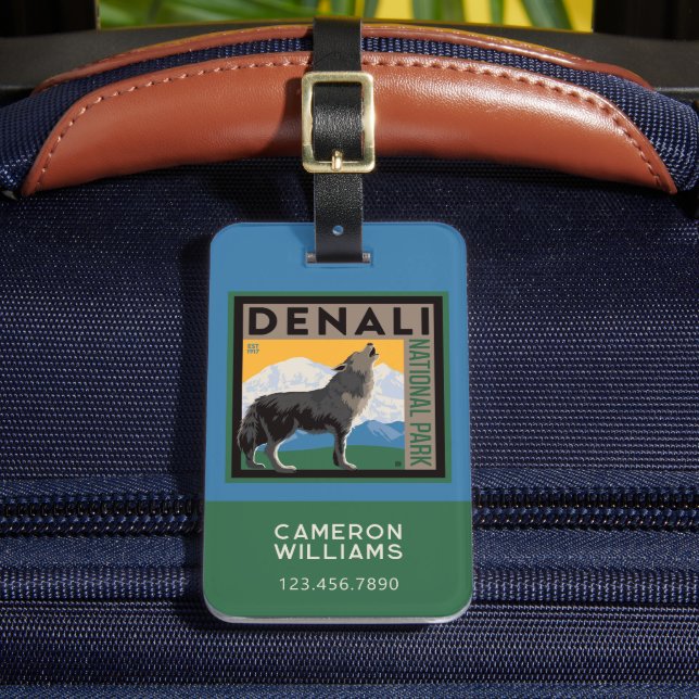 Denali National Park | Howling Wolf Luggage Tag (Front Insitu 2)