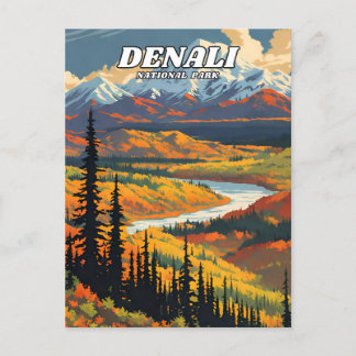 Denali National Park illustration retro Decorative Postcard