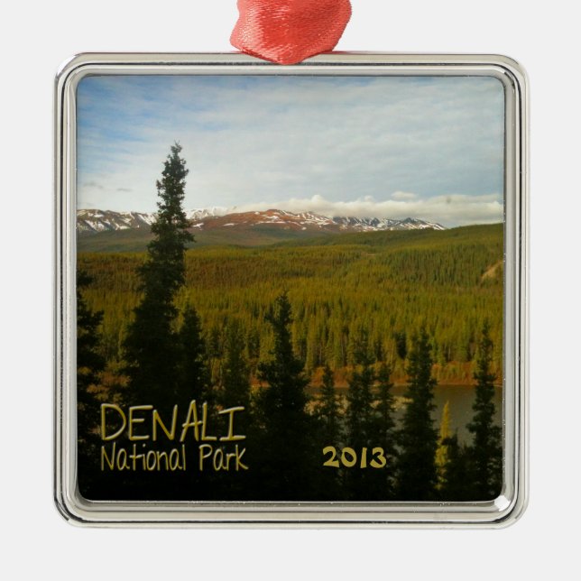Denali National Park in Alaska Metal Tree Decoration (Front)