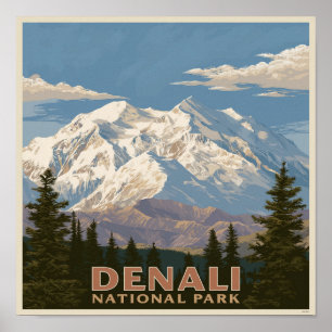 Denali National Park Majestic Mountain in Alaska Poster