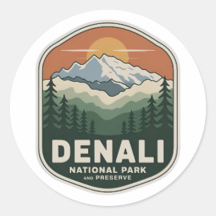 Denali National Park Mountain Vintage Badge Classic Round Sticker