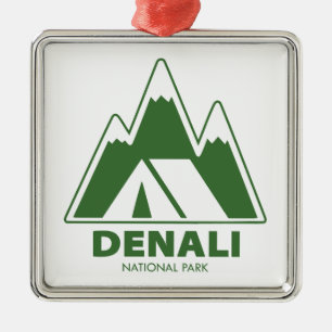 Denali National Park Mountains Camping Metal Tree Decoration