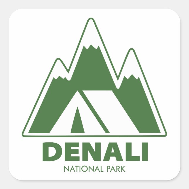 Denali National Park Mountains Camping Square Sticker (Front)