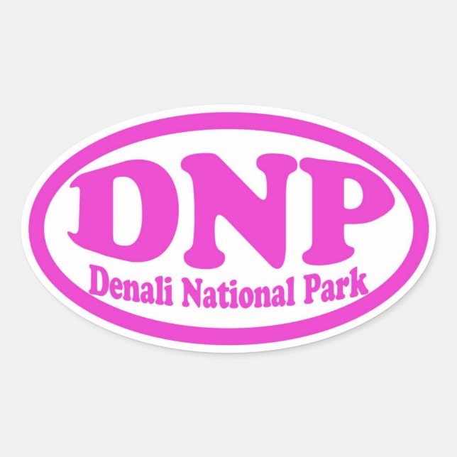 Denali National Park pink oval sticker (Front)