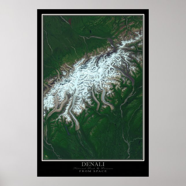 Denali National Park & Preserve Alaska From Space Poster (Front)