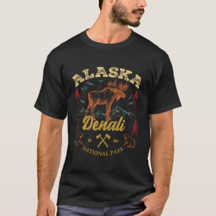 Denali National Park Retro Vintage Alaska Moose T-Shirt