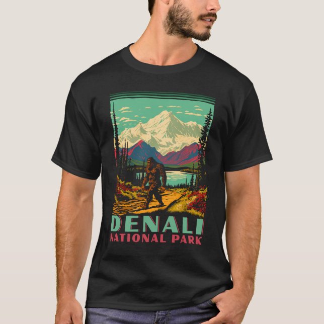 Denali National Park Sasquatch WPA Classic Alaska T-Shirt (Front)