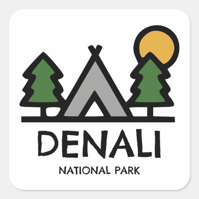 Denali National Park Square Sticker (Front)
