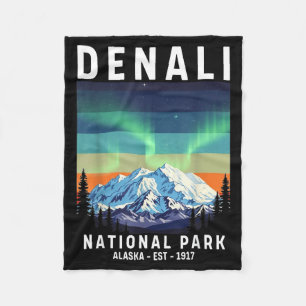 Denali national park vintage alaska denali mountai fleece blanket