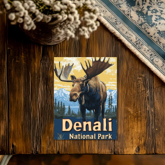 Denali National Park Vintage Travel Postcard