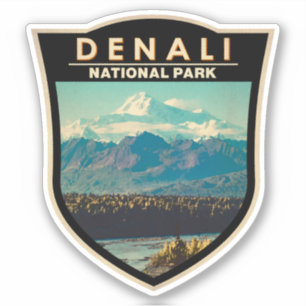 Denali National Park Watercolor Badge