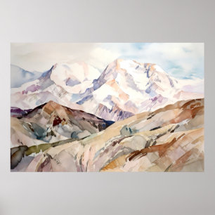 Denali National Park Watercolor Poster