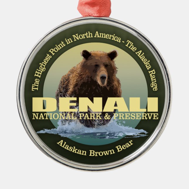 Denali NP (Bear) WT Metal Tree Decoration (Front)
