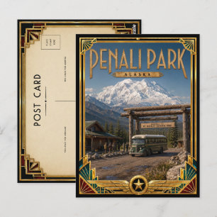 Denali Park Alaska Vintage Art Deco Golden Age Postcard