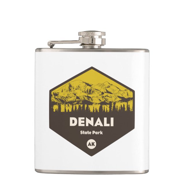 Denali State Park Alaska Hip Flask (Front)