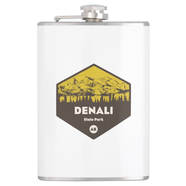 Denali State Park Alaska Hip Flask (Front)