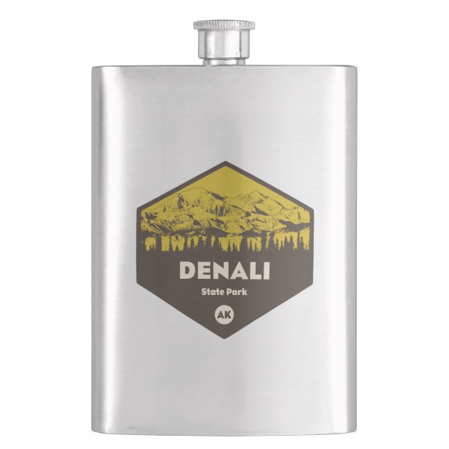 Denali State Park Alaska Hip Flask (Front)