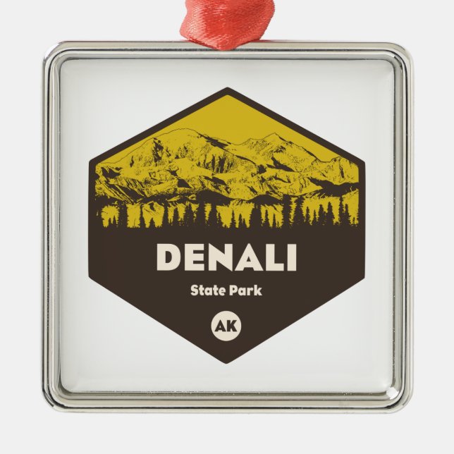 Denali State Park Alaska Metal Tree Decoration (Front)