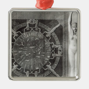 Dendera Zodiac, engraved in 1802 Metal Tree Decoration