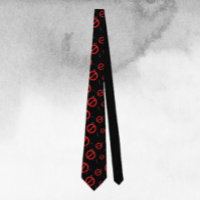 Denied Symbol Necktie – Bold Red on Black